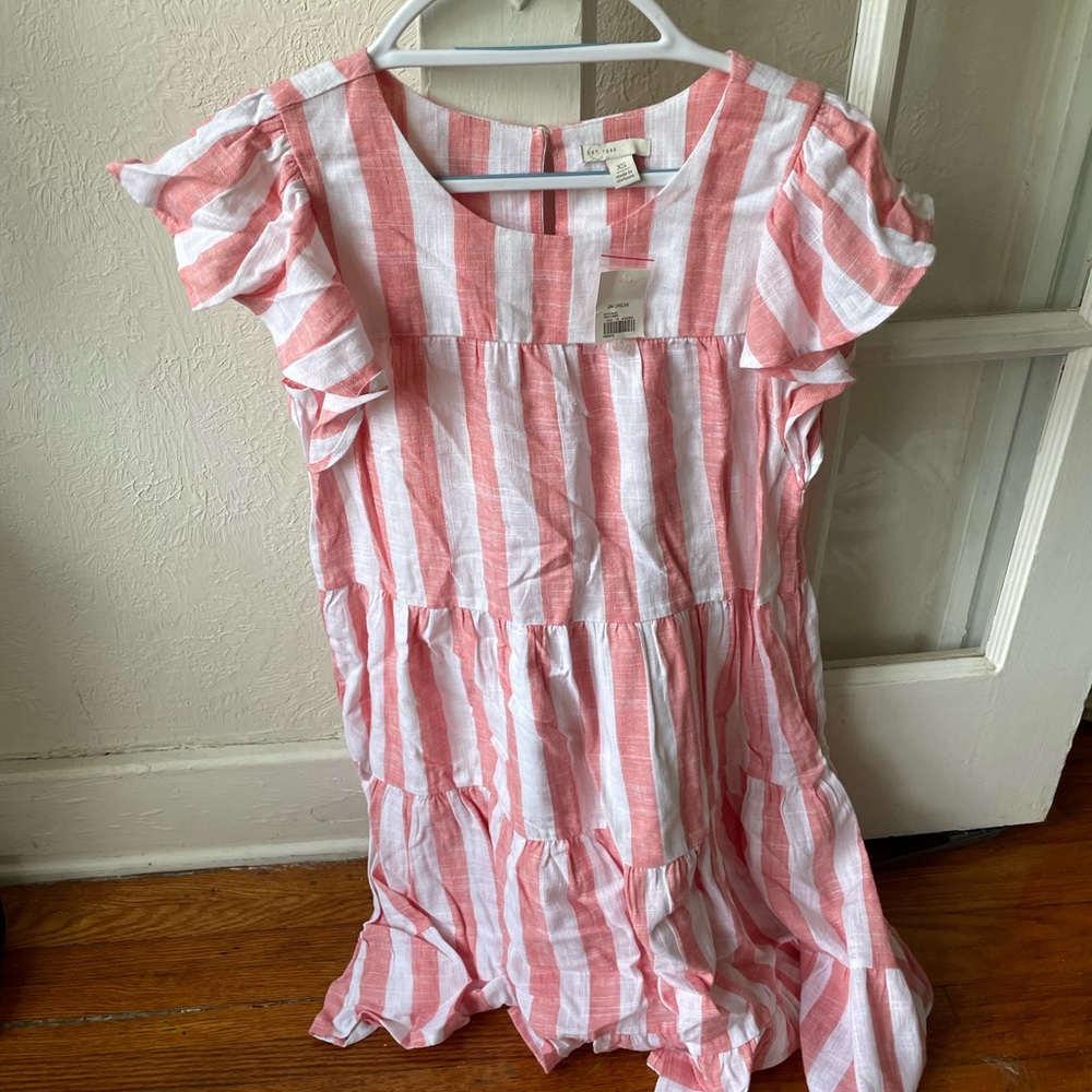 Orange/Red striped tiered Dress, Size XS